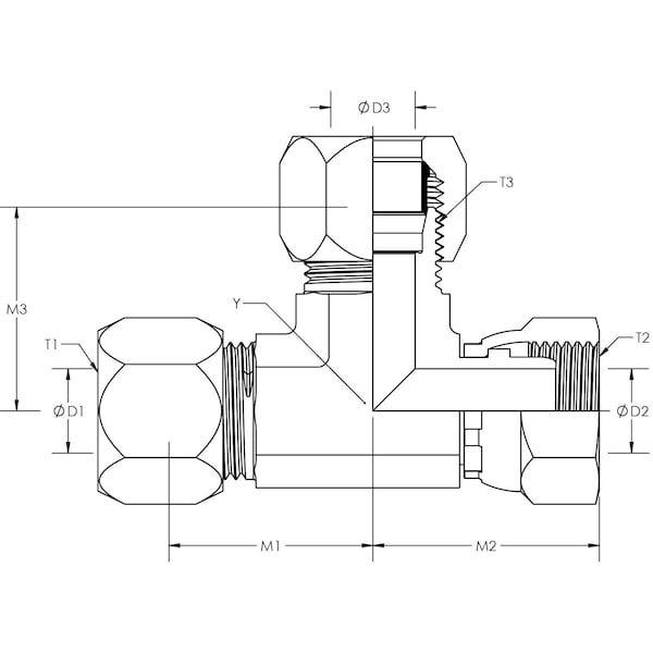 Flareless Swivel Tee Stainless Steel